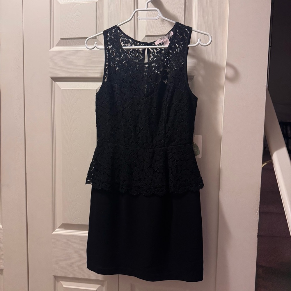 Forever 21 Black Lace Peplum Mini Dress
